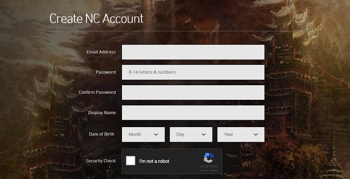 Create NC Account for Blade and Soul