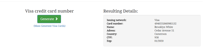 Credit Card Generator