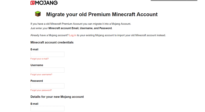 Migrate your old Premium Minecraft Account