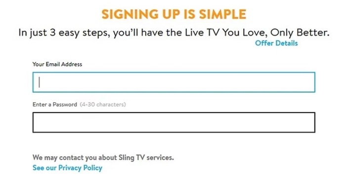 sign up sling tv