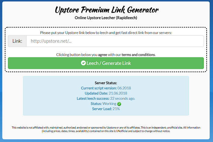 Upstore Premium Link Generator