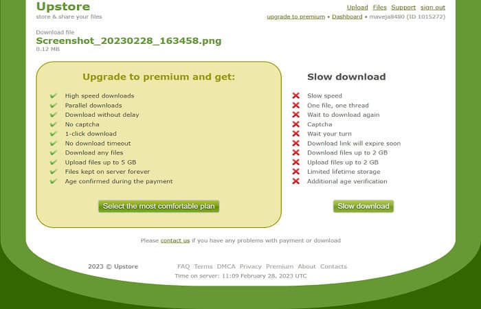 download files in upstore