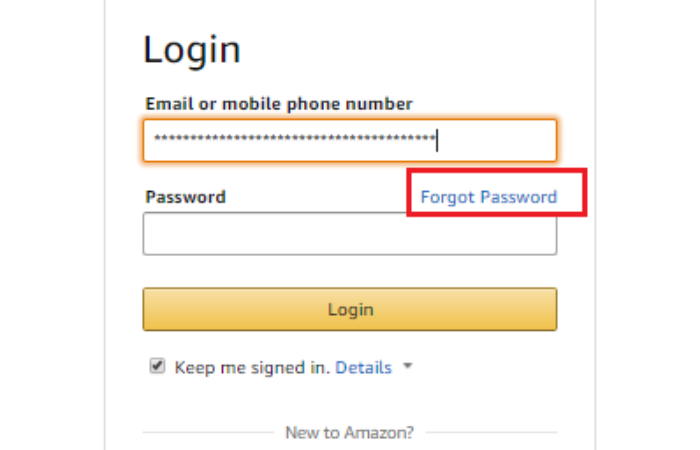 email and password with amazon prime