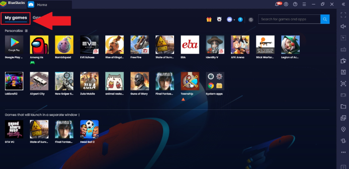 home page of bluestacks