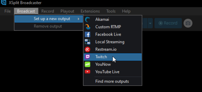 in xsplit, access your twitch.tv account by logging in