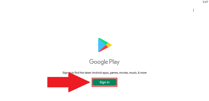 sign in to google play store for Bluestacks