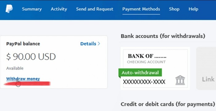 withdraw paypal funds