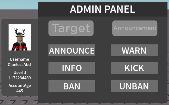 admin panel