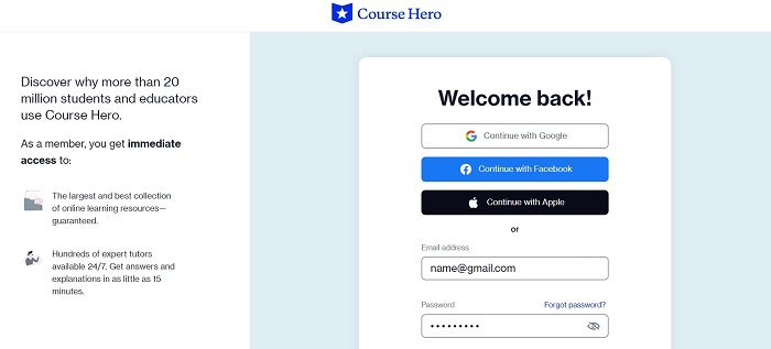 log in course hero