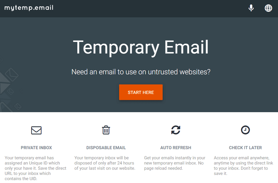 temp mail website overview