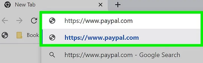 type paypal on google