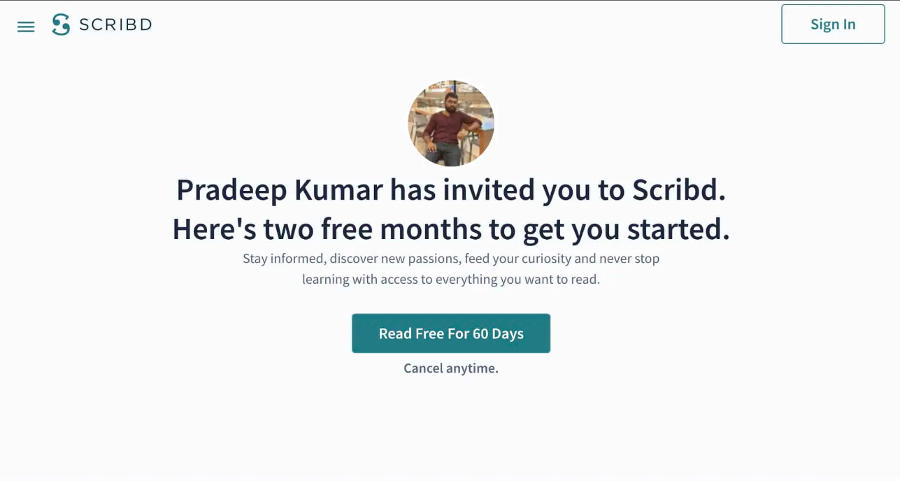 free trial of scribd