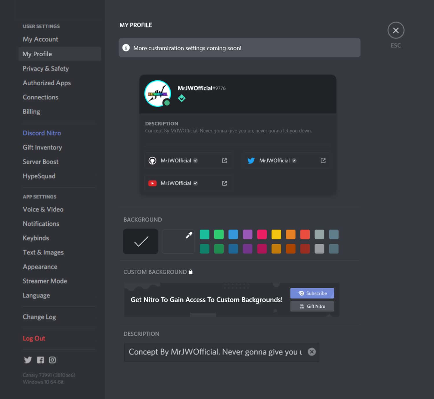 discord account customization