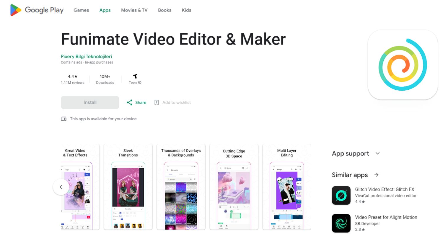 funimate on google playstore