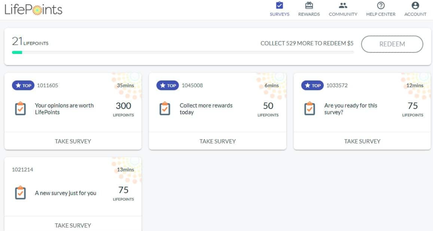 lifepoints dashboard